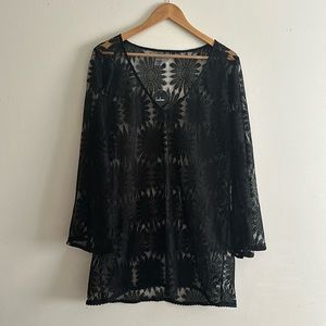 Lulu’s Lace Long Sleeve V-Neck Cover-up Mini Dress